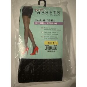 Assets By Spanx Shaping Tights Textured Wish Bone Black Size 2 125-155 lbs   M23
